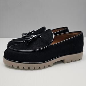 NEW Donald Pliner Eclipse Loafer Womens 10 Black Shimmer Suede Tassle Slip On